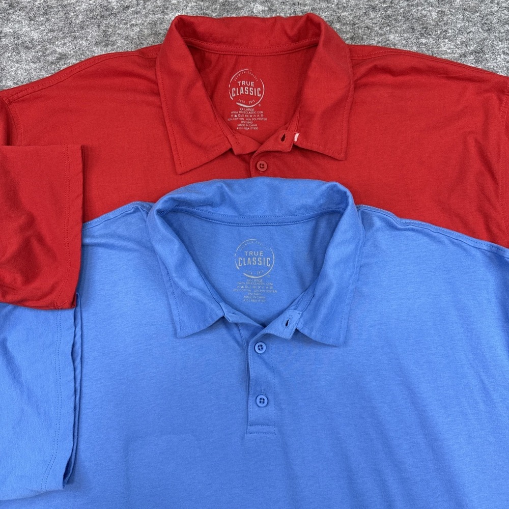 True Classic polo shirts men's XXL 2XL red blue active golf casual work slim LOT